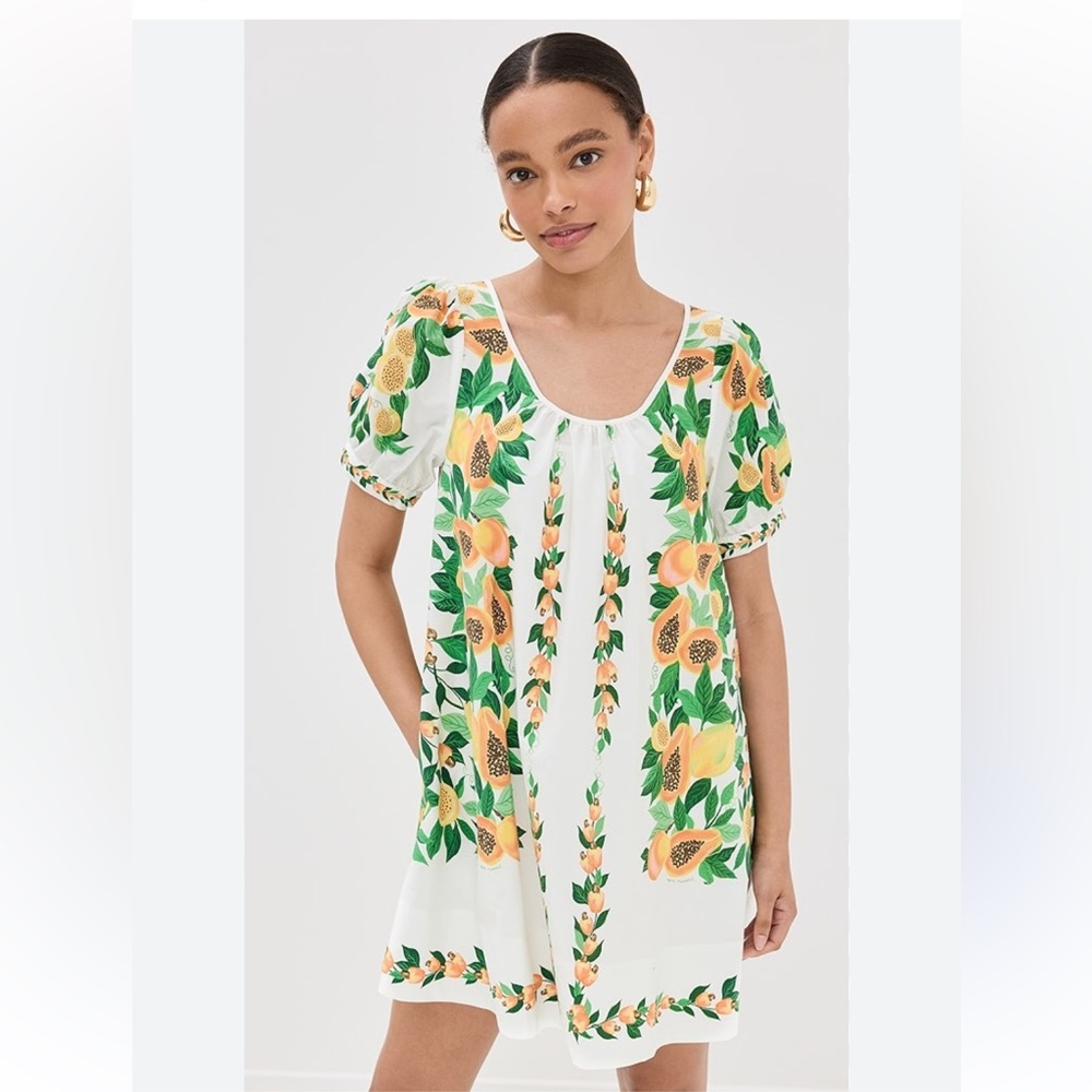 FARM Rio Papaya Salad Scarf Mini Dress medium includes slip dress NWOT